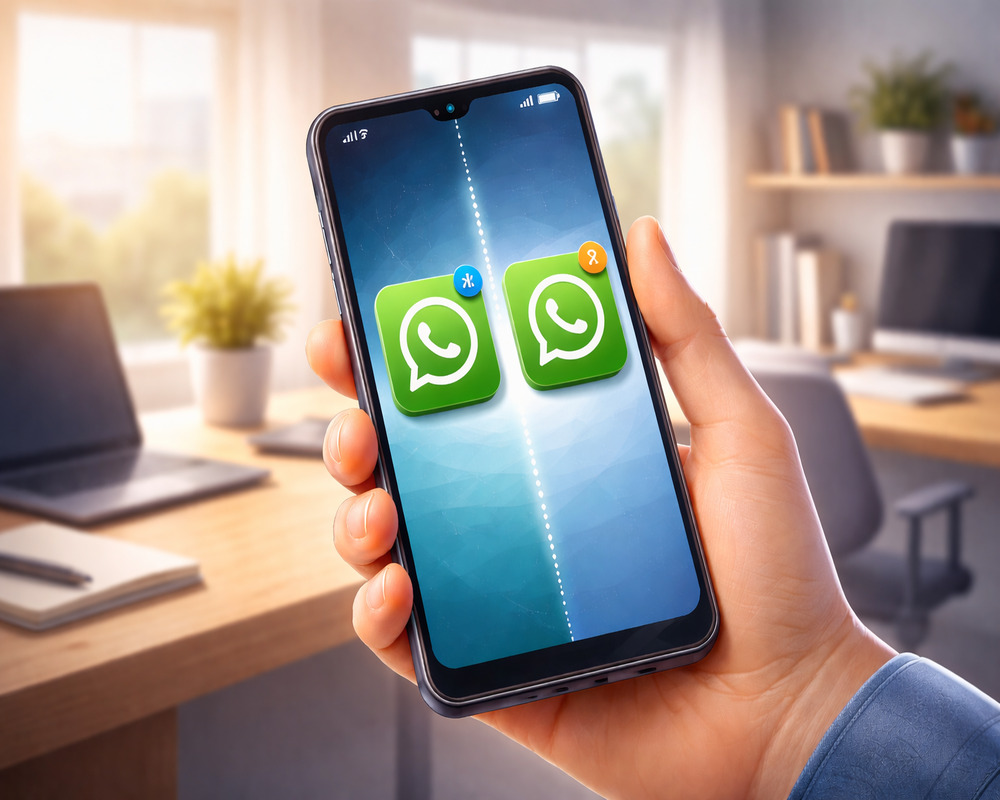 Dois WhatsApp no mesmo celular com ícones duplicados na tela do smartphone